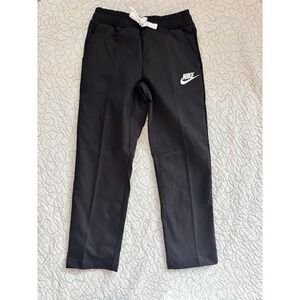Nike Kids Black Pants White Logo Drawstring Boys Size‎ Small NWOT